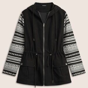 Fate Black and Gray Patterned Teddy Jacket